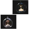 Bougeoirs Round bulle suspendue en verre transparent terrarium Air Plant Plant Thé Support