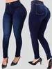 Jeans femininos Vintage Street High Caist Cultive a figura da modelagem de moralidade com calças jeans finas Moda de moda pura cor