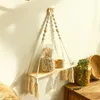 Decorative Plates Wood Wall Shelf Macrame Floating Display Shelves Hanging Plant Corner Holder Stand For Room Decor Home Garden Decoration