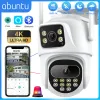 Controlla Abuntu 8MP 4K 4K PTZ IP Camera a doppio schermo Dual LNES Outdoor WiFi Surveillance Camera IR Night Vision Smart Tracking Auto ICSEE App