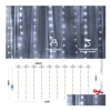 Christmas Decorations 300 Led Remote Control Curtain Lights Plug In Fairy Outdoor Window Wall Hanging String For Bedroom Backdrop Part Dhmxw