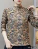 Dames t shirts herfst half hoge kraag lange mouw t-shirt kleding casual printing pendelen losse all-match pullovers onderhirt