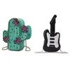 Sac 1pcs femmes cactus forme pu en cuir mini piano music tote sac mignon guitare crossbody