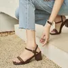 2023 Summer N Band Women Sandal Fashion Square Low Heel Ladies Elegant Dress Shoes Outdoor Casual Slides 240409