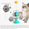 Toys Cat Toys Wheel Suction Cup Turntable Bucency Teaser Ball Hollow Transparent Ball Pet Training Function Pinwheel Shape Kitten Toy