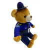 Brinquedo de pelúcia de urso fofo com fantasia de polícia e chapéu