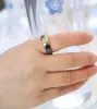 Bands Jewelry Black&White Ceramic Wedding Ring Cubic Zircon Delicate Cabochon Smooth Engagement Rings For Women