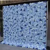 Decorative Flowers 8X8FT Blue Theme 5D Rose Flower Wall Made With Fabric Rolled Up Artificial Flores Arrangement For Wedding Backdrop