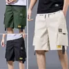 Men's Pants Chiao brand original ribbon decoration big pocket overalls cropped men thin straight tube loose shorts Y240422