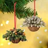 Christmas Decorations Wooden Hanging Ornaments 2024 Navidad Flower Basket Pendants Door Xmas Tree For Home Year Gifts