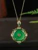 Clips Pure Natural Green Agate Pendant Collier Fashion Paix Paix Boucle Calcédoine Pendant Candarbone Chaîne Femme Jewellery Senior Gift