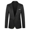 Men's Suits Men Blazer Soft Texture Unique Cutting Long Sleeve Single Button Formal Business All-Match