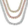 2ROWS 15 mm brede Cubaanse ketting en handgemaakte armband insert VVS Moissanite Sterling Silver Cuban Link Chain