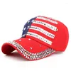 Ball Caps Men Women Baseball Cap USA Flag Diamond Rivet Brand Snapback unisex Regulowane rapowanie kapelusze mody gorras