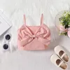 Set di abbigliamento piccola bambina estate a colori solidi senza maniche con prua cami cognomarde