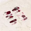 Sisful Crimson Caress - Elegant Red Long Cercot Craft Press-On Nails Press-On