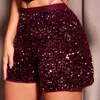 Shorts femminile da donna con paillettes di paillettes casual in vita alta pantaloni dritti solidi nightclub scintillante