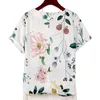 T-shirt d'été à imprimé floral à chemisier pour femmes t-shirts à imprimé floral avec un détail en vrac