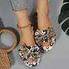 Casual schoenen 2024 mode luipaard print dames slippers slippers zomer plat buiten wandelende vrouwen zapatosfemale te koop