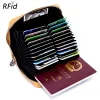 Houders grote capaciteit mode vrouwen RFID bescherming creditcardhouder echt leer 24 kaartkoffer pasport cover munt pocket portemonnee