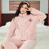 Women's Sleep abbigliamento 2024 in flanella pigiama autunno inverno loungewwear spesso coppia corallo coppia di cardigan set di case homewear