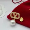 2024 earrings designer for women stud luxury gold heart shape pearl crystal gold double V letter 925s silver jewelry classic 898