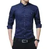 Hemden heißer Verkauf neuer Mode Casual Men Shirt Langarm Jacquard Weave Slim Fit Hemd Männer Baumwolle Herren Hemd Hemden Männer Kleidung 5xl