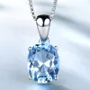 Ожерелья Umcho Sky Blue Topaz Gemstone Свадебные украшения для женщин 925 Серебряные серебряные серебряные кольца Серьги для подвесной клип