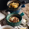Miski japońska ceramiczna miska pieczenia z uchwytem Kreatywne gospodarstwa domowe sałatka sałatka naczyń naczynia stołowa kuchenna piekarnik pieczony ryżowy talerz ryżowy