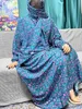 민족 의류 무슬림 레이온 아바야 여성을위한 2023 라마단기도 두바이 터키 터키 중동 여성 로브 플로럴 느슨한 아프리카 드레스 터번 부착 된 D240419