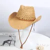 Berretti Foux Cowboy Hat Western Men Women Women Summer Spring Glent Knit Out Out Out Pure Orlo Color Tape Beach Shade Visor Fashion