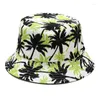 Beret Männer Frauen Sommerblätter Druckschaufel Hut im Freien Weitkrempe Sonnenschutzmittel Hip Hop Faltbares Baumwoll Panama Fisherman