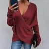 Maglioni femminili a v-collo profondo a maniche lunghe a maglia a maglia a maglia con maglione sexy cardigan sexy camicer streetwear