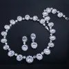 Halsketten pera cz große runde runde kubische zirkoniale luxuriale brauthochzeit königsblaue steinkette und ohrringe juwelry sets für brides j126