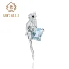 Jewelry GEM'S BALLET 925 Sterling SIlver Statement Brooch Natural Sky Blue Topaz Gemstone Handmade Bird Brooches For Women Fine Jewelry