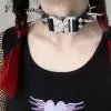 Klipp y demo punk oregelbundna nitar spänne pu choker casual legering skruv justerbar halsband rockteknik