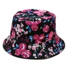 Beretti uomini donne foglie estive Stampa Cappello Secchio Cappello Outdoor Wide Brim Sunier Hip Hop Hop pieghevole Cotton Panama Fisherman