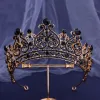 Smycken diezi barock huvudkläder green rose röd kristall tiara krona för kvinnor flickor bröllop prinsessan brud hårklänning parti tillbehör