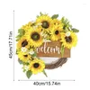 Fiori decorativi girasoli con corona con benvenuto per porta d'ingresso agricolo primaverile artificiale decorazioni per matrimoni da giardino all'aperto