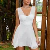 Casual Dresses Sexy Pure White Open Back Strap Dress Sling