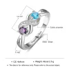 Anneaux 925 Silver Silver Infinity Mothers Ring avec 2 rond-pierre de naissance gravée de couple de couple de couple