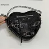 Balencig le cagole designer hart b -vormige 2023 tas schoudertassen helder kalf lederen motorfiets stijl kruislichaam zilveren hardware klinknagel handtassen valentijnsdag ef8f