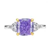 Кластерные кольца квадратный синтетический драгоценный камень Большое бриллиантовое кольцо с цветом 8 высокого углерода 925 серебро