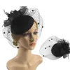 Berets Women Veil headwear Feather Top Hat Wool Wool Felt Performance Cocktail Party Party Wedding Fashion Hair Clip Accessories