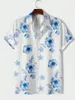 Men's Casual Shirts Lapel Women's Tropical Botanical Floral Print Design Short Sleeve Button Down Tops