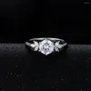 Cluster Rings Models 6.5mm Eight Hearts And Arrows Simulated Diamond Ring 925 Pure SilverHigh Carbon ClassicPlatinum