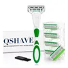Qshave Green Series 5 camada x5 lâmina feminina de biquíni remoção de cabelo da perna Razor Dia dos namorados Presente 240411