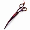 Tesoura de tesoura 7 "Preparação de pet scissors cortes de cabelo profissionais tesouras para cães e gatos curvados para baixo estilo roxo