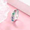 Anéis Jewelora Gravura personalizada 5 Nomes Mães Anel Twisted Infinity Customized Birthstone Engagement Anéis para mulheres Presentes