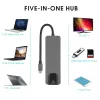 Hubs 5 in 1 USB C HUB a HDMicompatible Gigabit Ethernet RJ45 Adattatore per MacBook Pro iPad Pro 11 12.9 2018 Thunderbolt 3 Tipo C hub